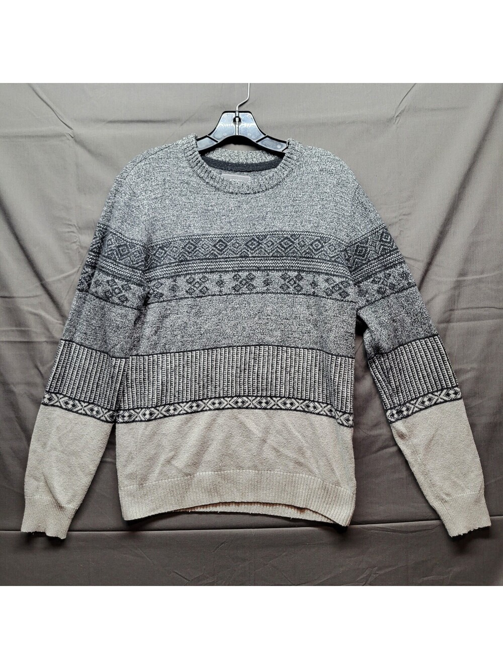 Men's Aeropostale Knit Sweater Gray/Black/Tan Size Medium